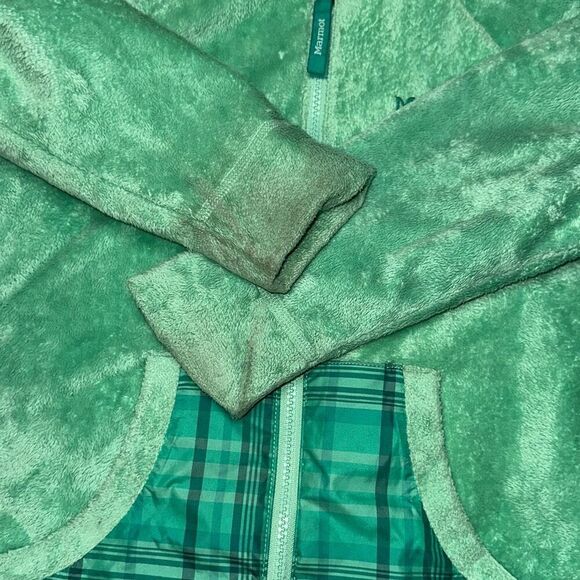 Girls Marmot reversible lite jacket fuzzy and windbreaker in Green. Sz M 7-8 - Picture 5 of 15